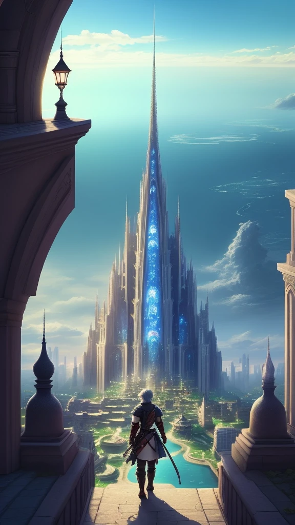 Final Fantasy world. beautiful. City.people