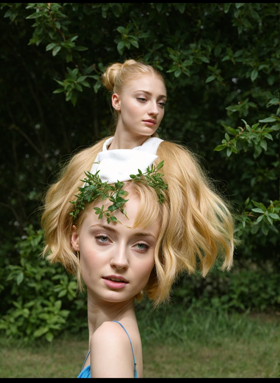 Sophie turner, blonde ponytail