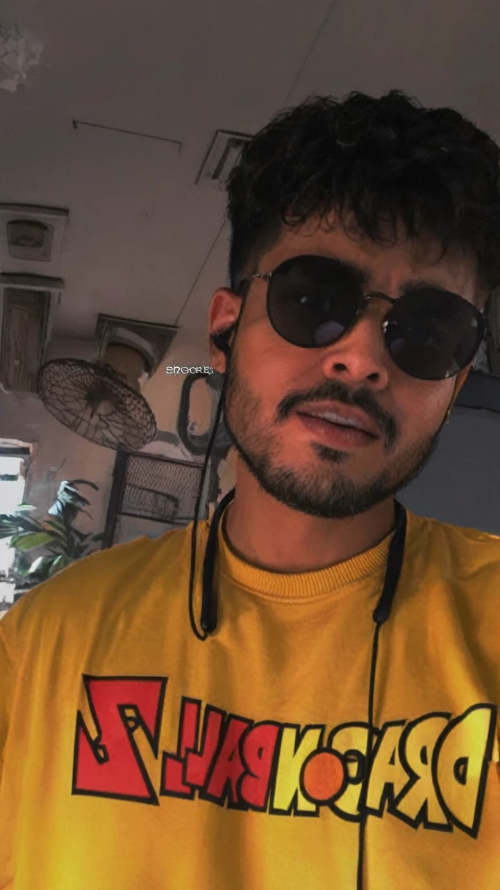 Stylish men with latter S on tshirt with goku 