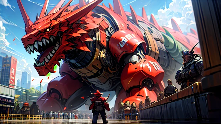 masterpiece、Highest quality、high resolution、8K、Giant dragon robot、battle