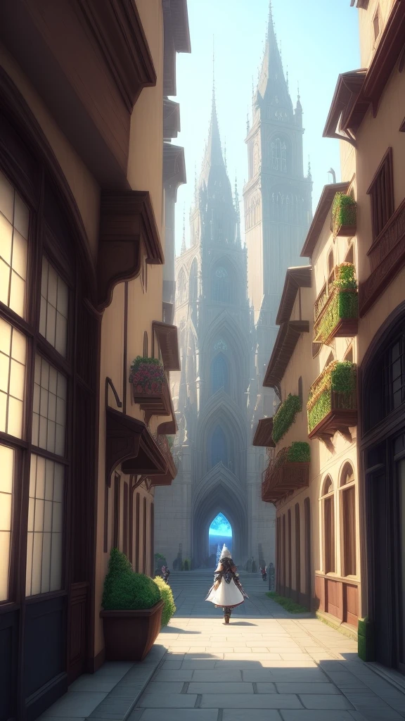 Final Fantasy world. beautiful. City.people