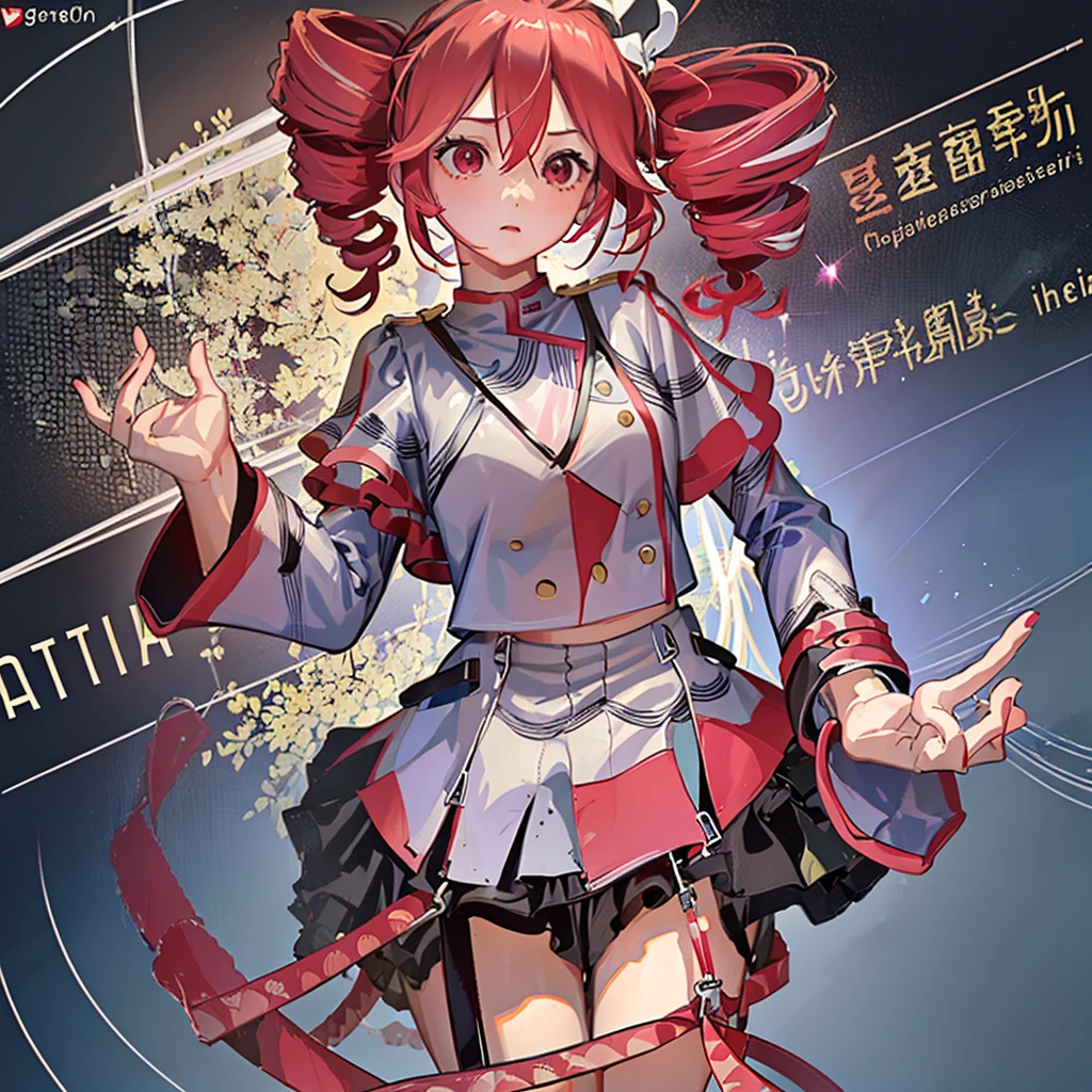 masterpiece, Highest quality, 1 person,( Large Breasts,Are standing, View your audience,),Detailed Background、A person who writes in detail、Accurate human body、Knowledgeable person、Accurate 5 fingers,Cruby Body, konami,Long sleeve、Thighs、alone,tetoclassic,tetosynthv