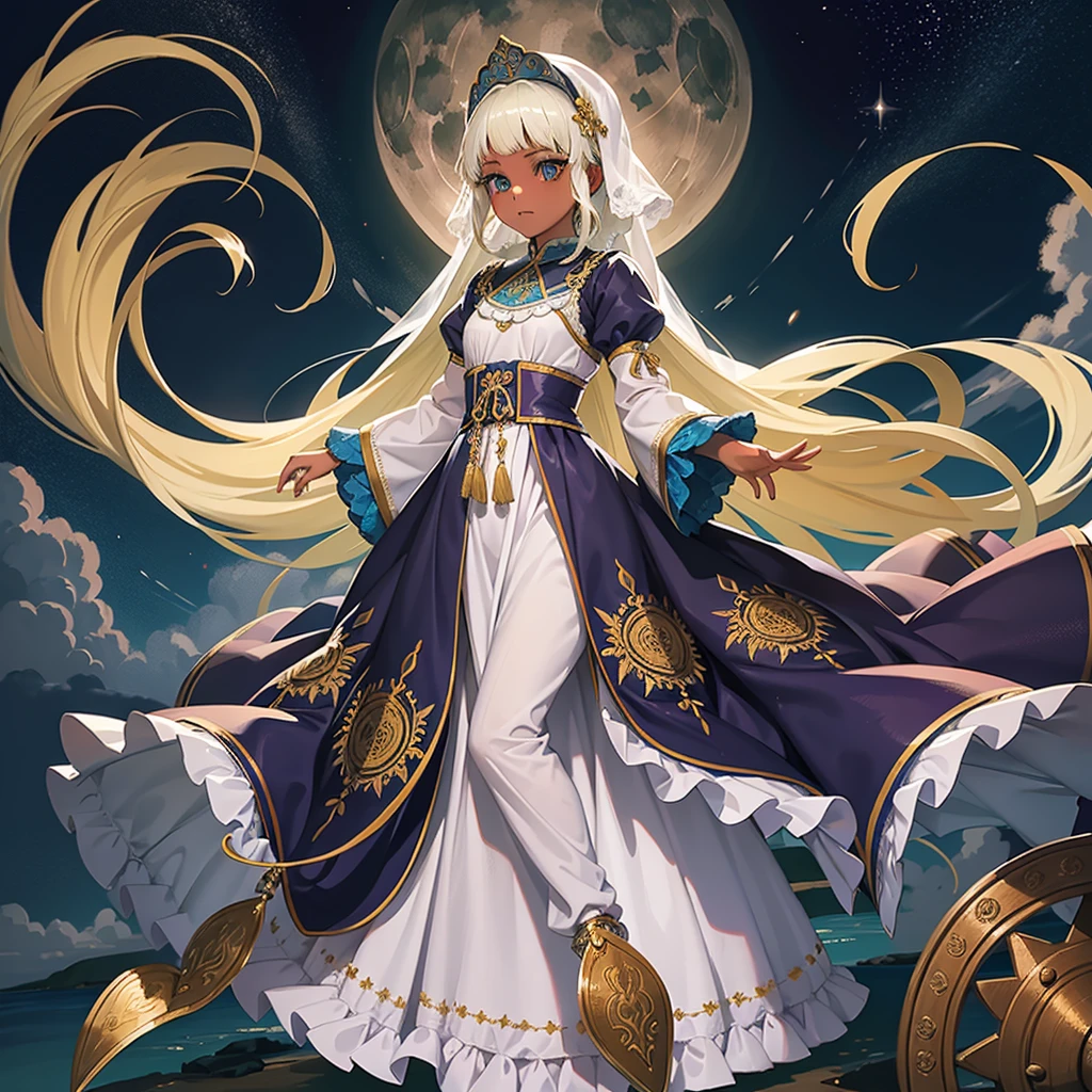 最high quality、high quality、、Brightly embroidered folk costumes from Central Asia and the Caspian Sea region、Bride Girl、Moonlight meadow、moonlight、Long dress