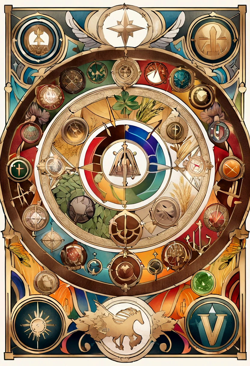 (Facebook page Logo badge design),silver medal,Flat 2D Effects, Wheat border ears,(In the center of the medallion are combined design of double M、There is an icon at the intersection of the Alphabet "M")、sword and magic, design in circular shape.