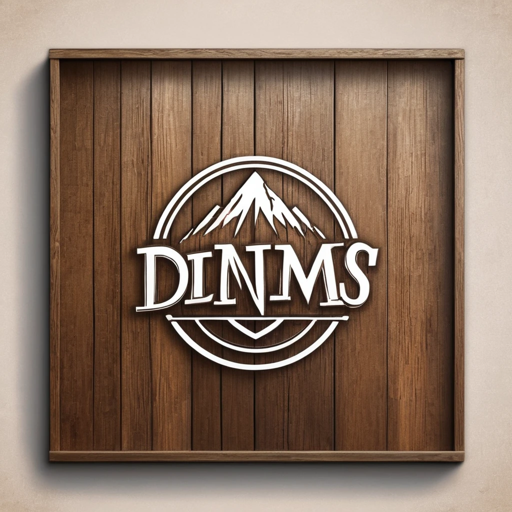 logo Dims, Wood background,
