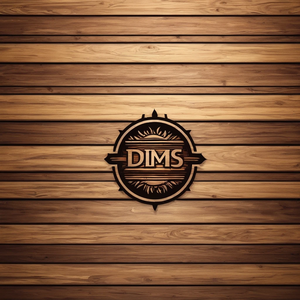 logo Dims, Wood background,