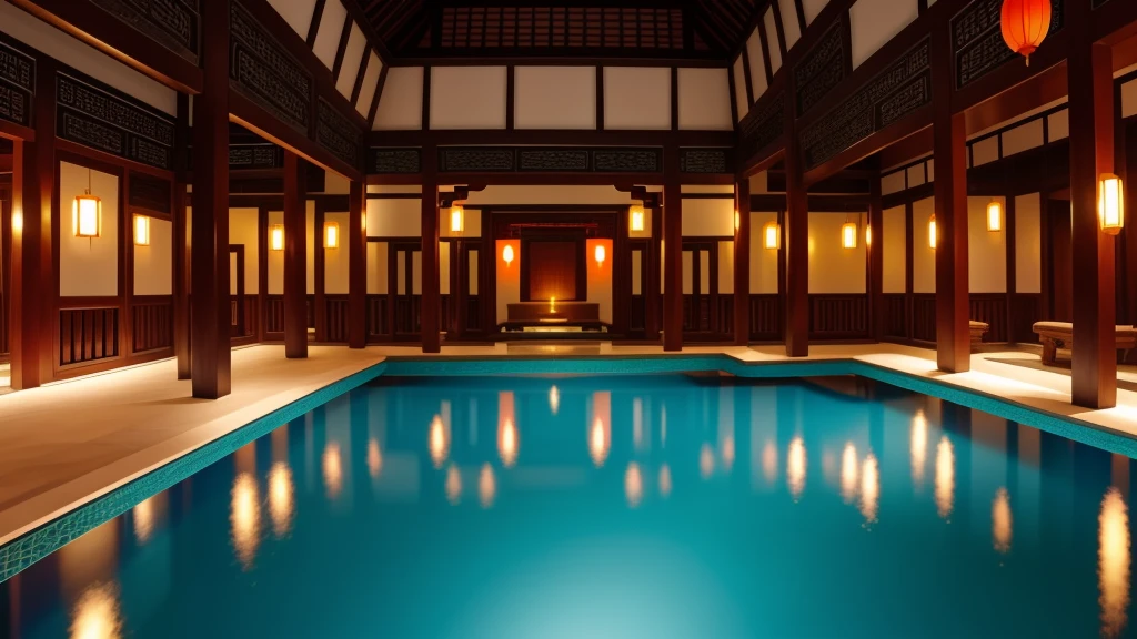 Interior of Ancient Chinese laguna pool design,