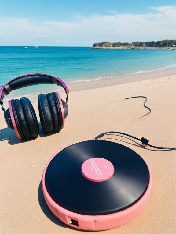 People with headphones listening to music on a beach over the sea using DJ headphones, 🤬 🤮 💕