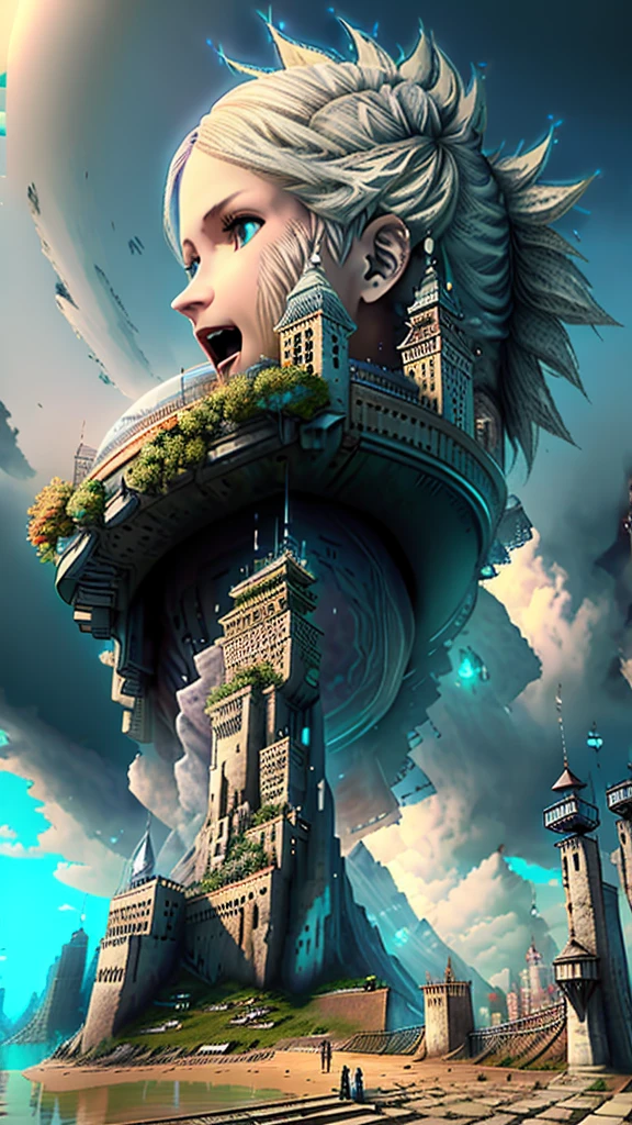  Final Fantasy world. beautiful. City.people 
