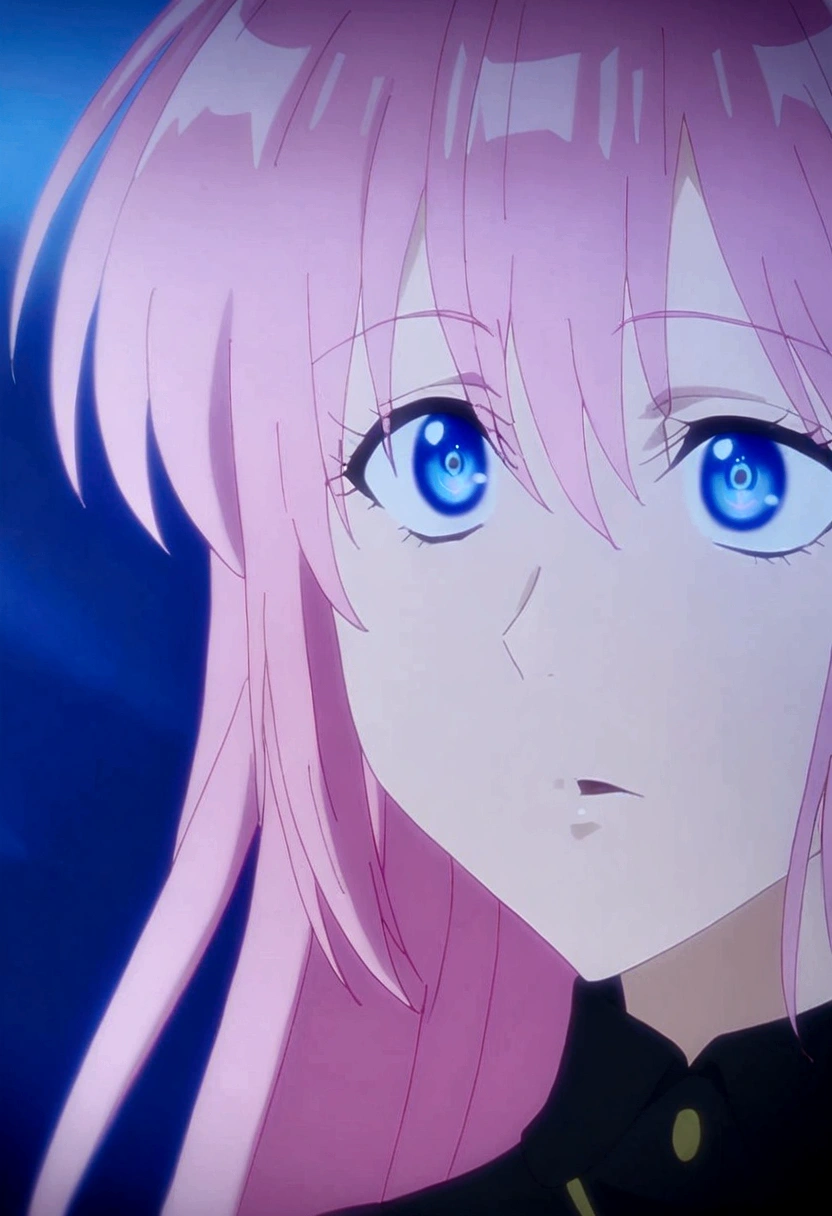shikimorisan, pink hair, long hair, blue eyes, hair between eyes, bangs