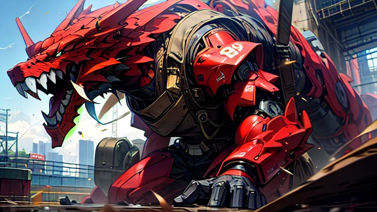 masterpiece、Highest quality、high resolution、8K、Giant dragon robot、battle