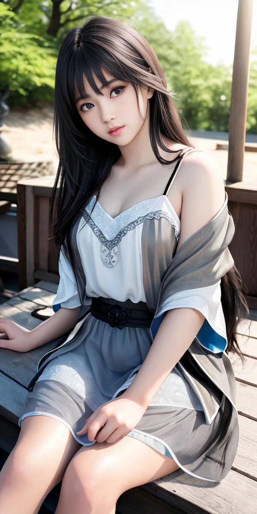 Leila、sexy&Cute Women、20-year-old、(Russian and Japan mixed women:1.3), Thick upper lip、Big grey eyes、Black medium-long hair、alone, Very detailed, beautiful, masterpiece, 最high quality, original, masterpiece, Ultra HD Photos, 最high quality, Ultra-high resolution, Realistic realism, sunlight, Angle up to the knee, Detailed face,, milky, Very detailed肌, Realistic skin detail,, 8K Ultra HD, Digital SLR, high quality, Film Grain, Fair skin, Photographic realism,