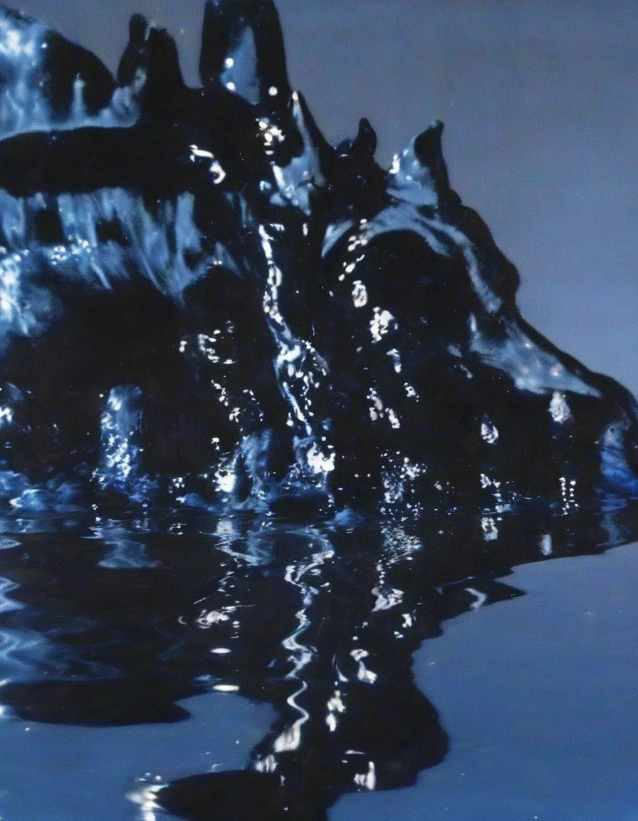 chess in black water, blue background