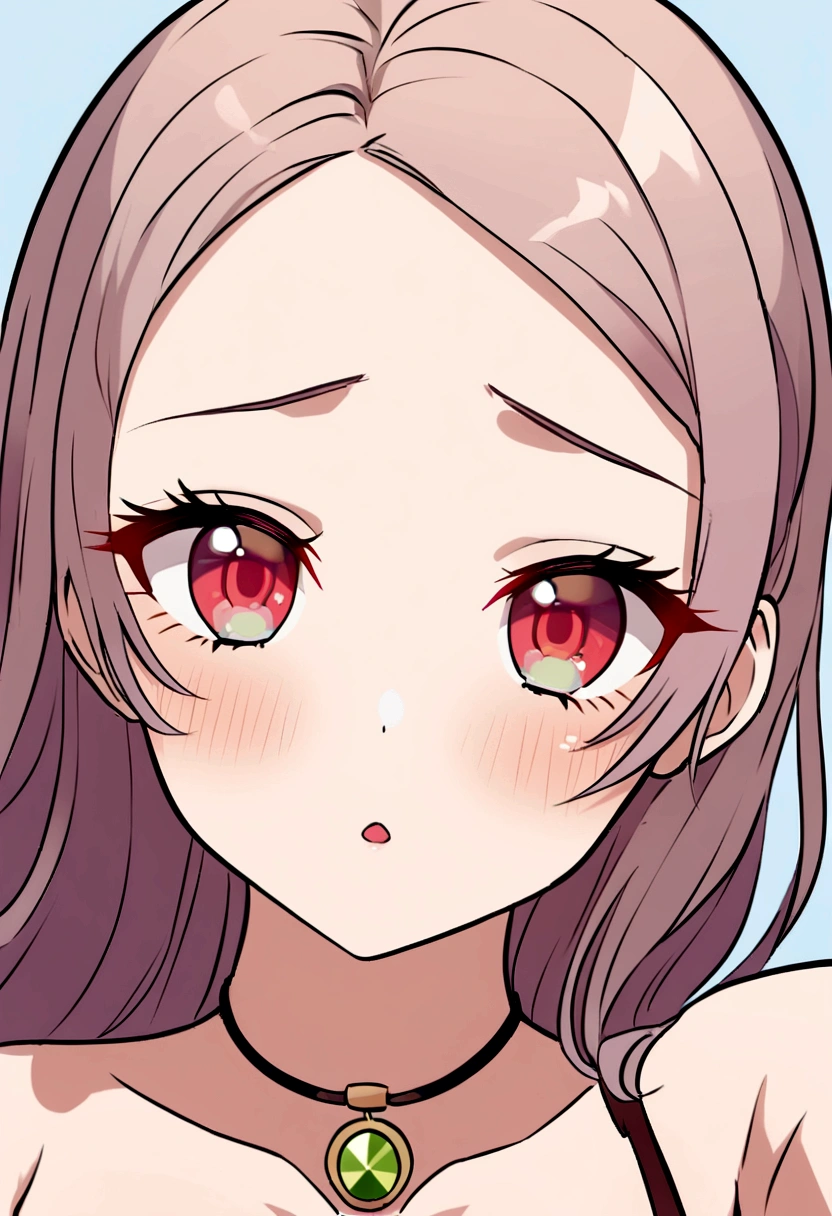 femme arafée avec un débardeur blanc et un collier, fille ???? aux yeux verts, portrait sophie mudd, cheveux bruns et grands yeux, selfie d'une jeune femme, yeux de la chambre, violette myers, sans maquillage, maquillage naturel, regarder directement la caméra, visage avec artgram, maquillage subtil, Superbe photo de tout le corps, yeux verts perçants