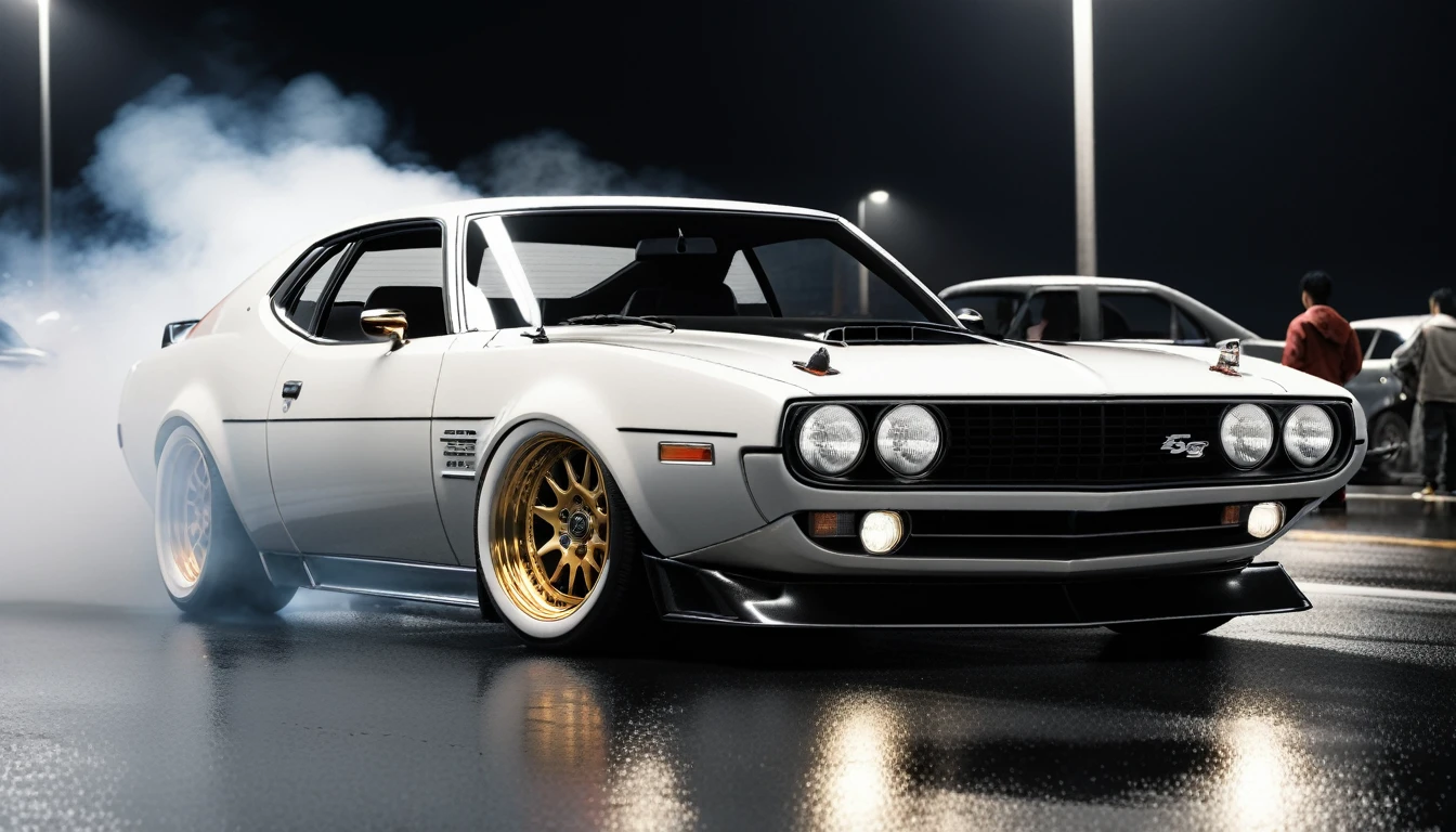 professional 3d model a car bosozoku at illegal car meet, Chiba prefecture, city mist softlight, photorealistic, highly detailed, 85MM . octane render, highly detailed, volumetric, dramatic lighting