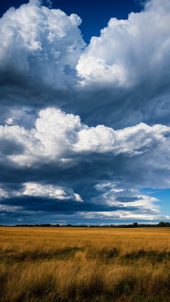 Realistic, authentic, beautiful and amazing landscape with cumulonimbus clouds