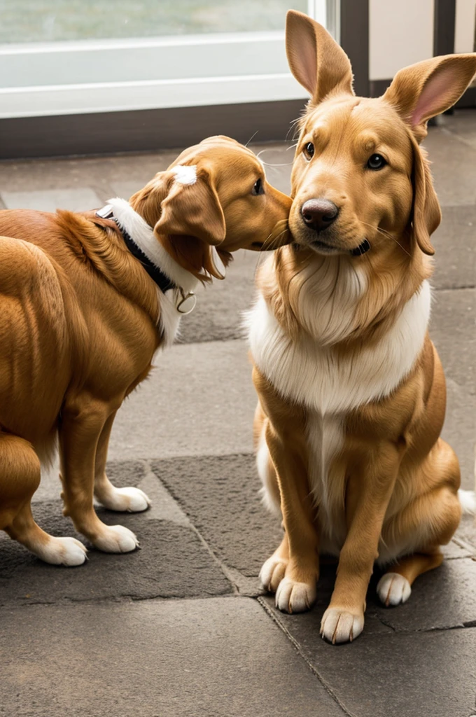 Lapin with a shiny retriever