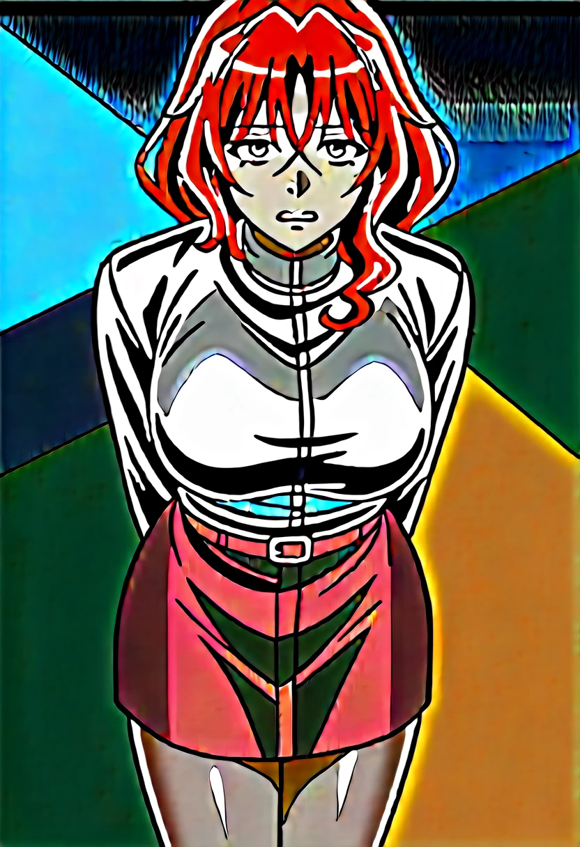 masterpiece, Highest quality, 1 person,( Large Breasts,Are standing, View your audience,),Detailed Background、A person who writes in detail、Accurate human body、Knowledgeable person、Accurate 5 fingers,Mature Woman,Thighsが太い,Cruby Body, tomoe,cyclone \(for once\),Long sleeve、Thighs、alone,((zettairyouiki)),