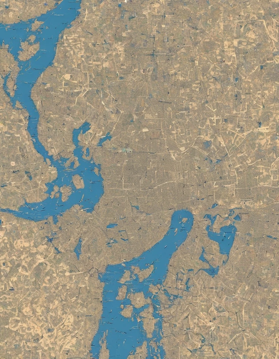 aerial flat map of USA