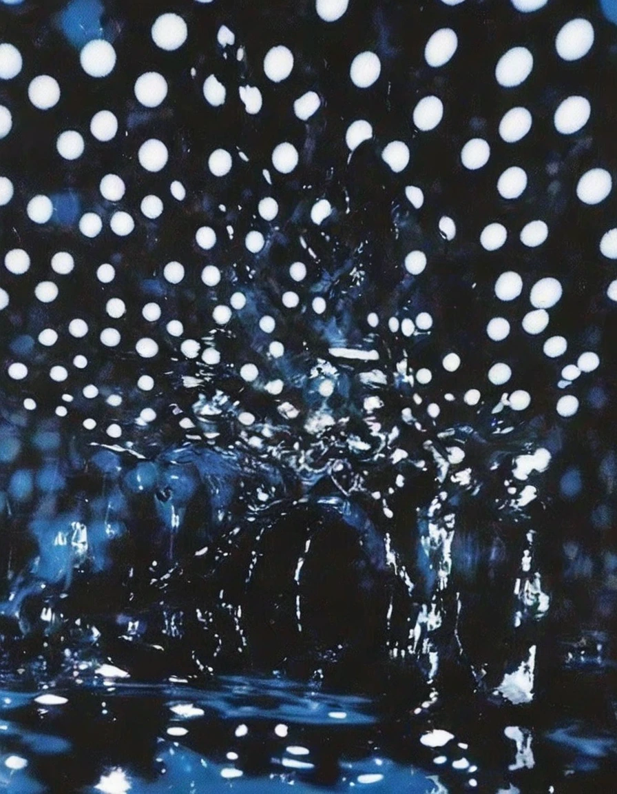 chess floor in black water, blue background