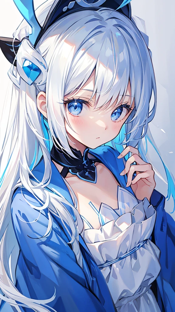 White hair,Blue streaked hair、