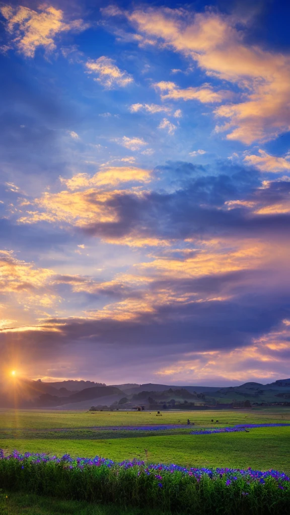 Realistic, authentic, beautiful and amazing landscape with morning glory clouds
