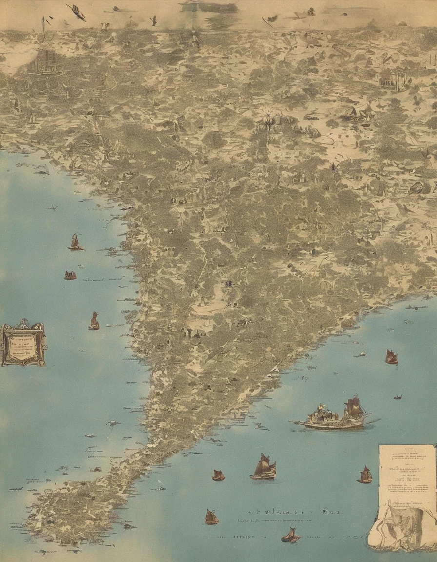 aerial old caribean map 