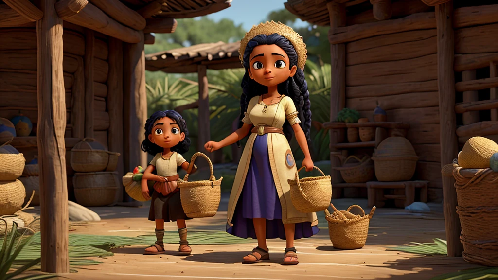 Musa’s mother exudes maternal strength and determination. Her face shows a mix of fear and resolve as she carefully places the basket amidst the reeds. She wears flowing garments that signify her role as a protector and nurturer.