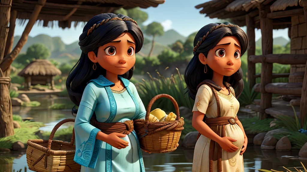 Musa’s mother exudes maternal strength and determination. Her face shows a mix of fear and resolve as she carefully places the basket amidst the reeds. She wears flowing garments that signify her role as a protector and nurturer.