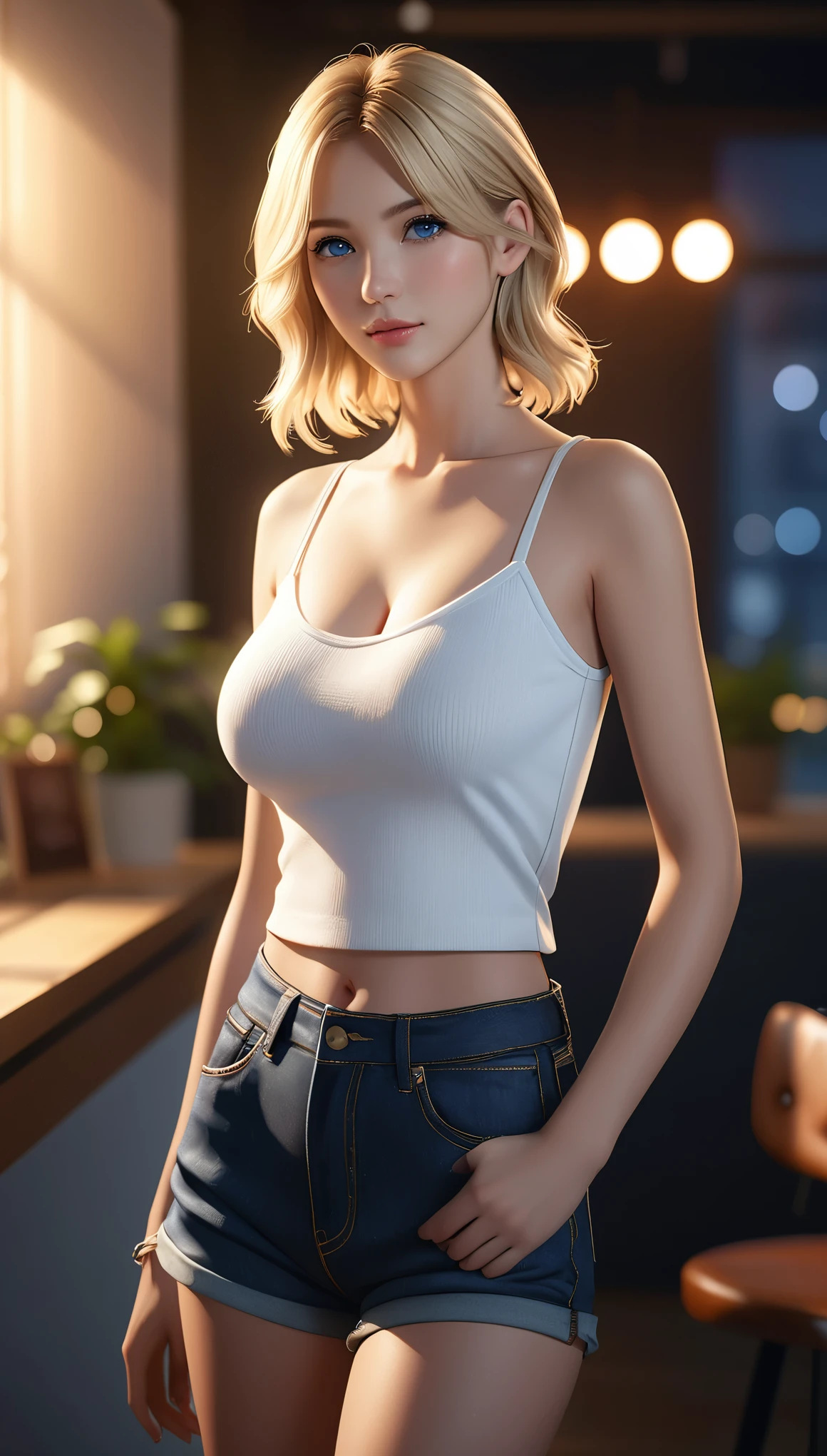 best quality, masterpiece, High resolution, portrait, actual, blue eyes, blond, Large Breasts, 8K resolution, high qualityCG, Beautiful CG, Soft Light, fashion brand image, Fashionable and casual, The Tyndall effect, lifelike, studio, Side lighting, (HD Skin:1.2), 8K超高清, Sexy, high quality, Volumetric lighting, confess, photography, 超High resolution, 8K, Bokeh, Shallow depth of field