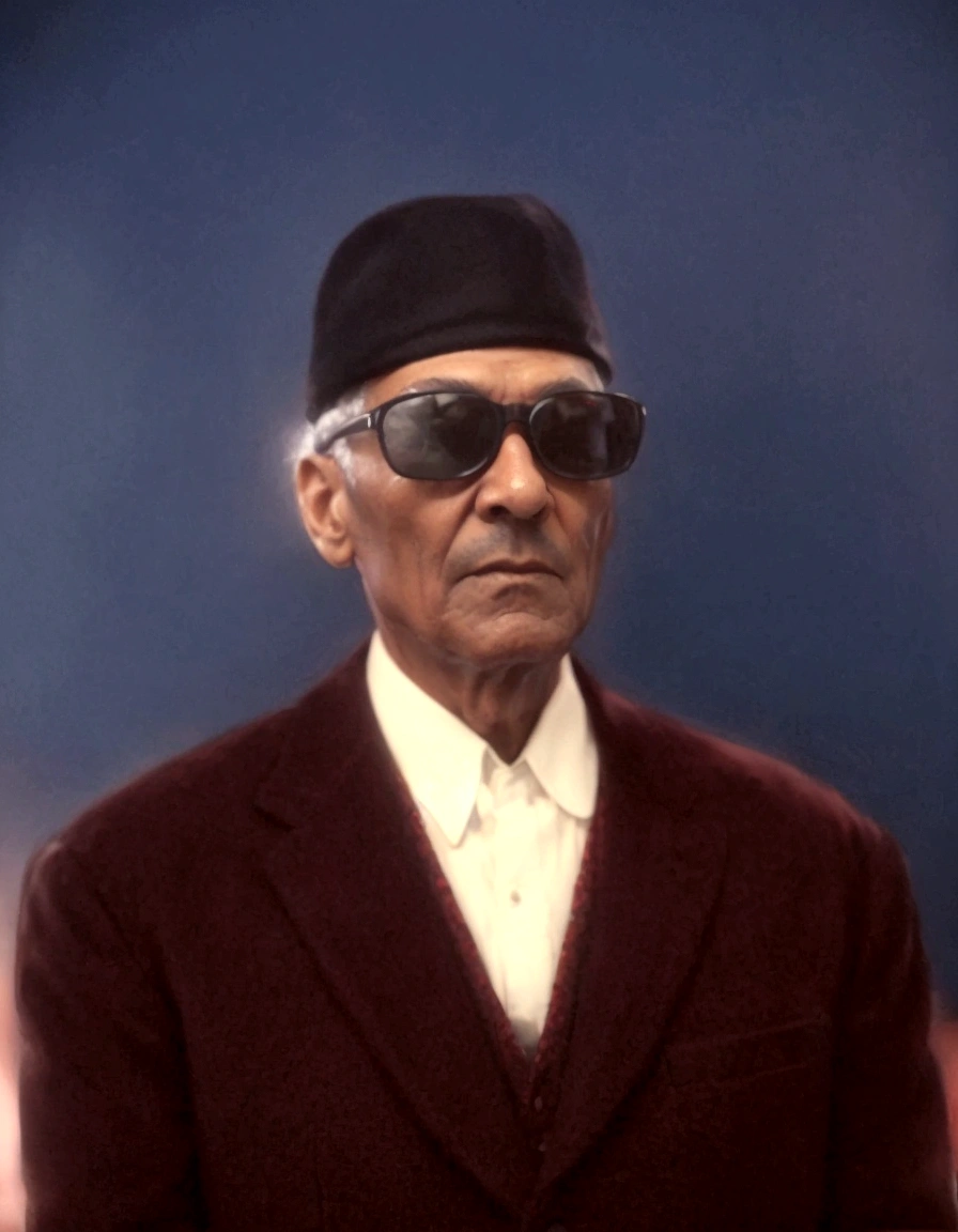 A man old suit dark red hat black, high detailed, very detail, photography