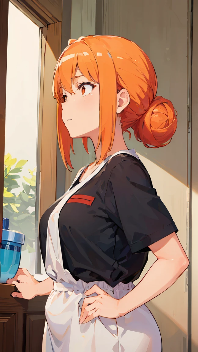 (Highest quality, 8K, masterpiece :1.3),Mrs. Yuigahama,ガハMom, As I expected, my youth romantic comedy is wrong。, One woman,Bun Hair,30 years old,Mom,Orange Hair,nsfw,Plump