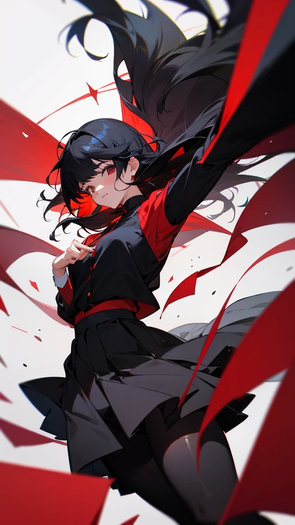 black tights、Desireful love、Black hair base、Hair Inner Color Red、skirt