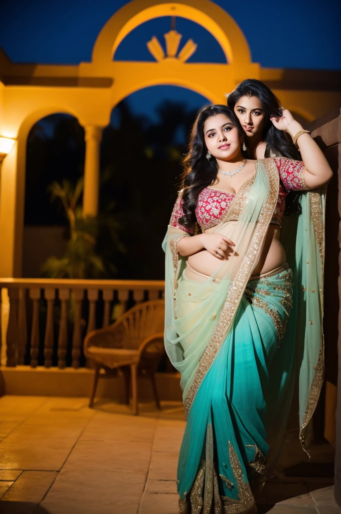 1 Heavenly beautiful and goddess beauty cute and sweet looking face Arabian woman in front of house at night, Heavenly beautiful Overweight, Heavenly beautiful Extremely fat, Heavenly beautiful and attractive Chubby figure , Heavenly beautiful looking and eye catching luxury style saree , reaching out, Heavenly beautiful Arabian woman, 16k, High resolution, masterpiece, highest quality, fine skin, close up figure view, Realistic Photograph