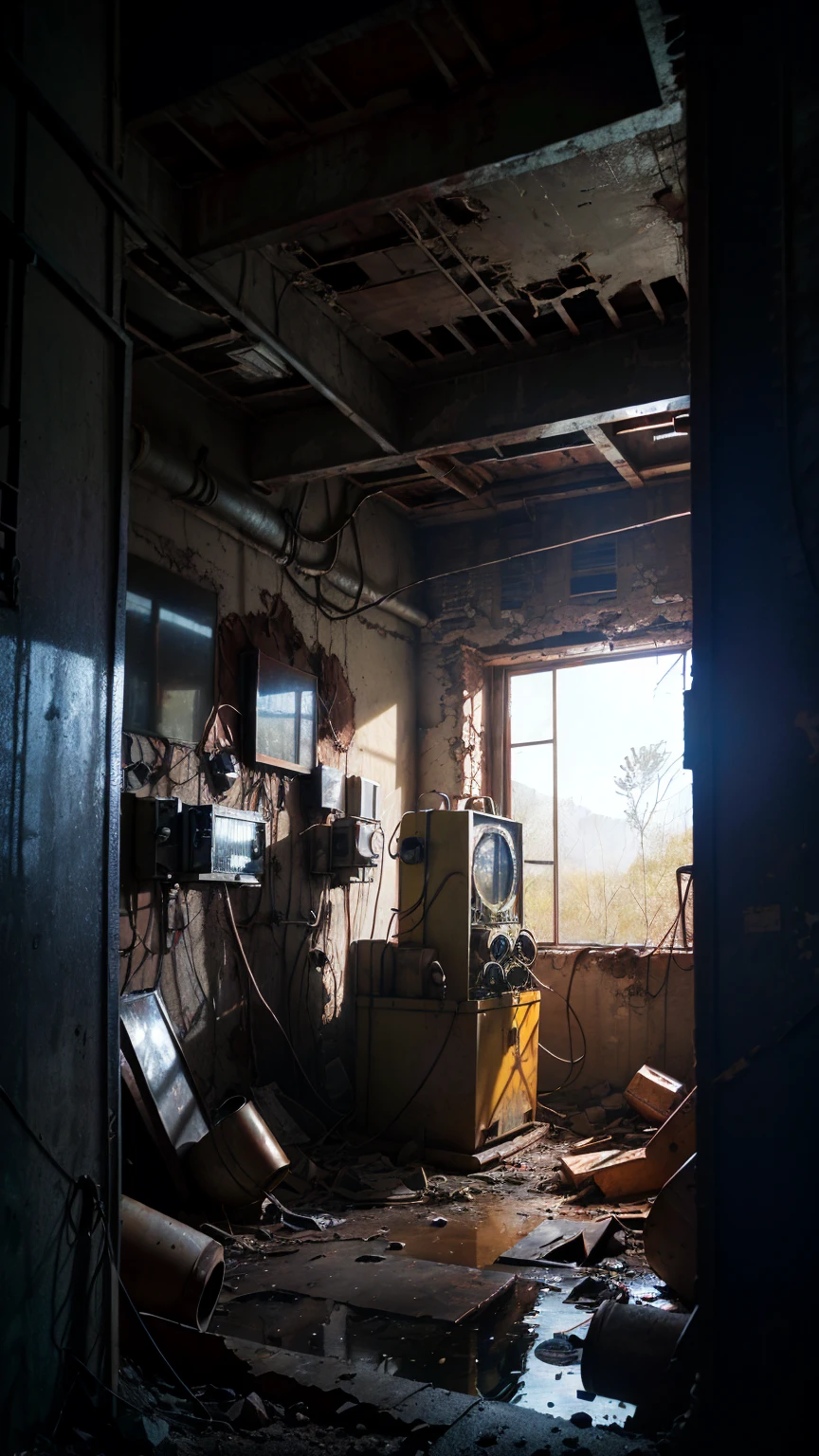 (Best Quality,4k,8k,high resolution, Masterpiece:1.2),ultra detailed, sharp focus,(realist,photorealist,photo-realist:1.37),extremely fine details, intricate details,vivid colors,intense colours,Deep contrast,cinematic depth of field,cinematographic composition,cinematic camera angle(Photography focused on abandoned industrial machinery.), abandoned coal mine landscape, machine placed, ((excavator, abandoned cars,abandonado Heavy equipment, industrial waste)), quiet, , minimalist, industrial environment, Heavy equipment, spiderweb, dusty, Disturbing silence, crumbling walls, oxide, overgrown vegetation, Remnants of past activities, dark space, broken window, calm colors, mysterious atmosphere