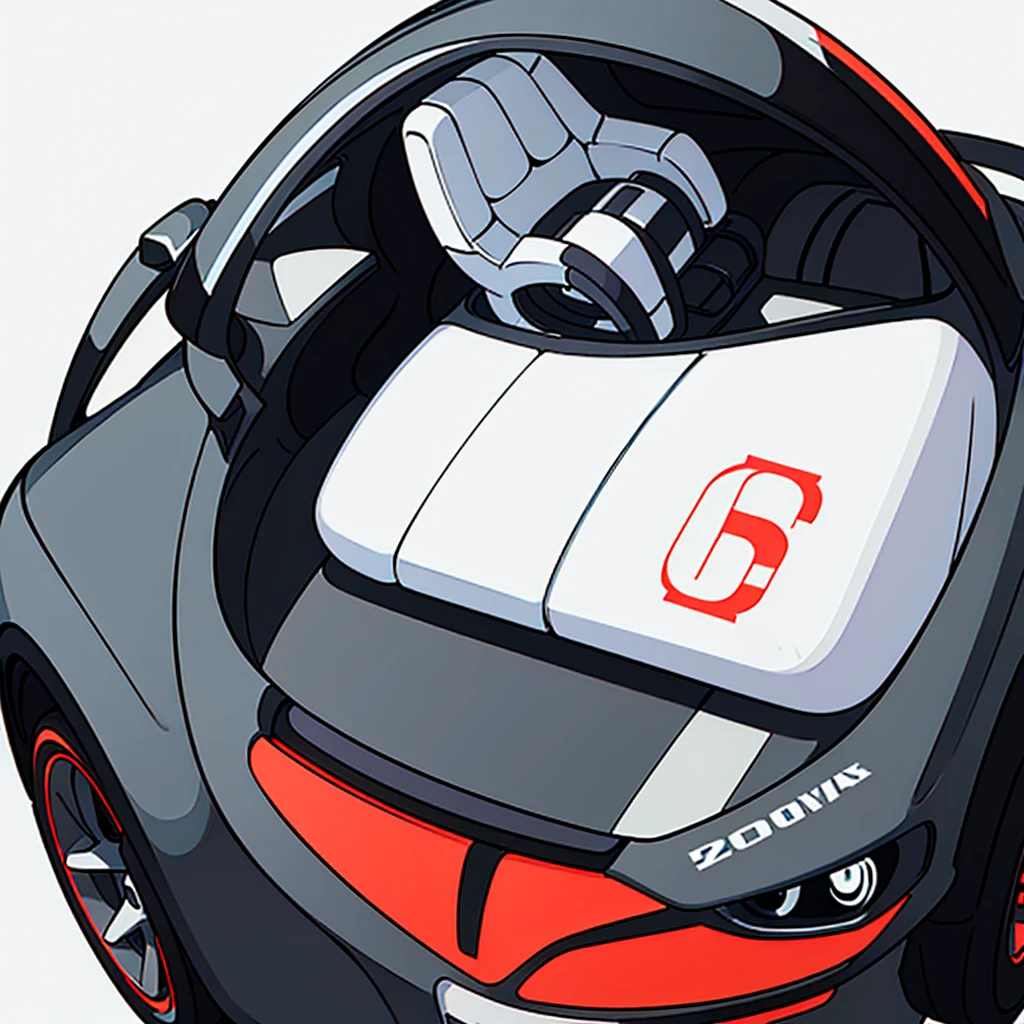 create a 2D logo illustrating a sports car in black with a white background
