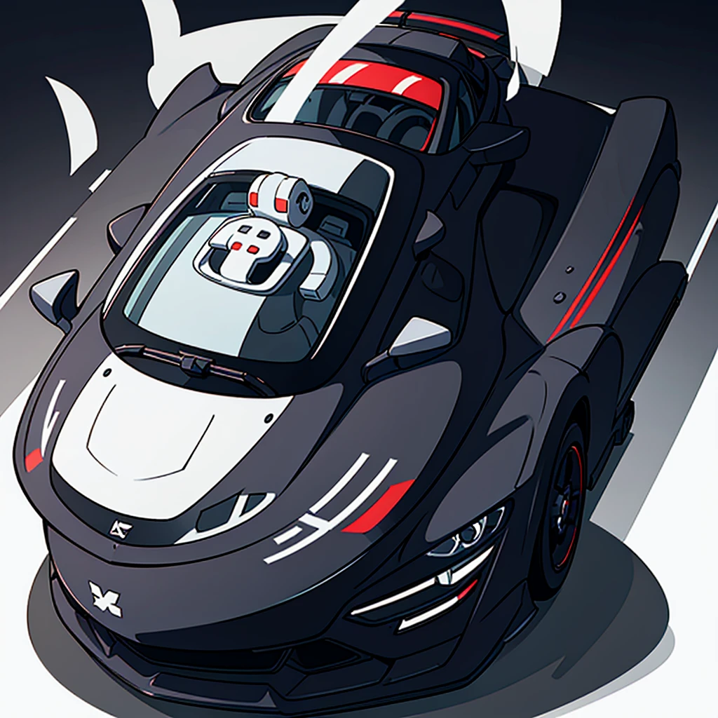 create a 2D logo illustrating a sports car in black with a white background