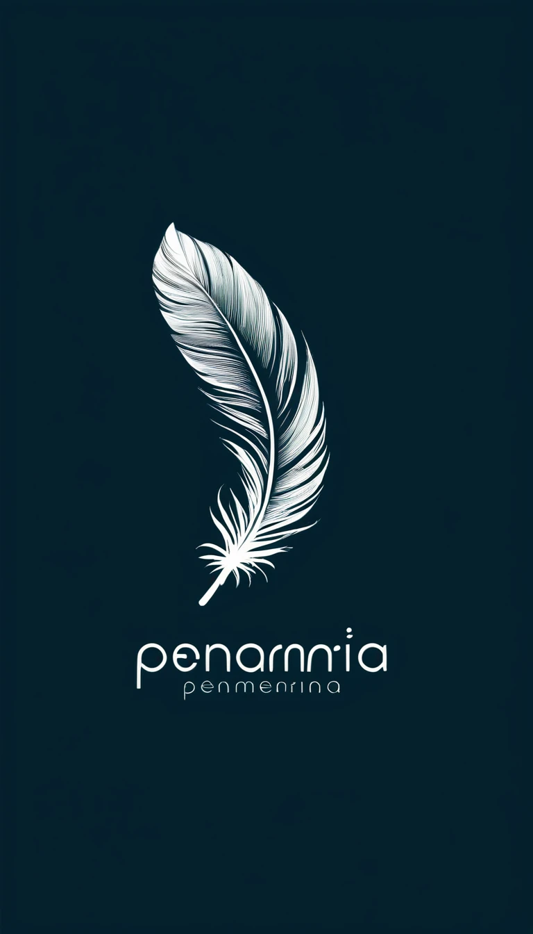 Create a minimal, modern, simple, inspirational, memorable, dream like logo design of a boy and a feather for the brand “Penamemoria". 