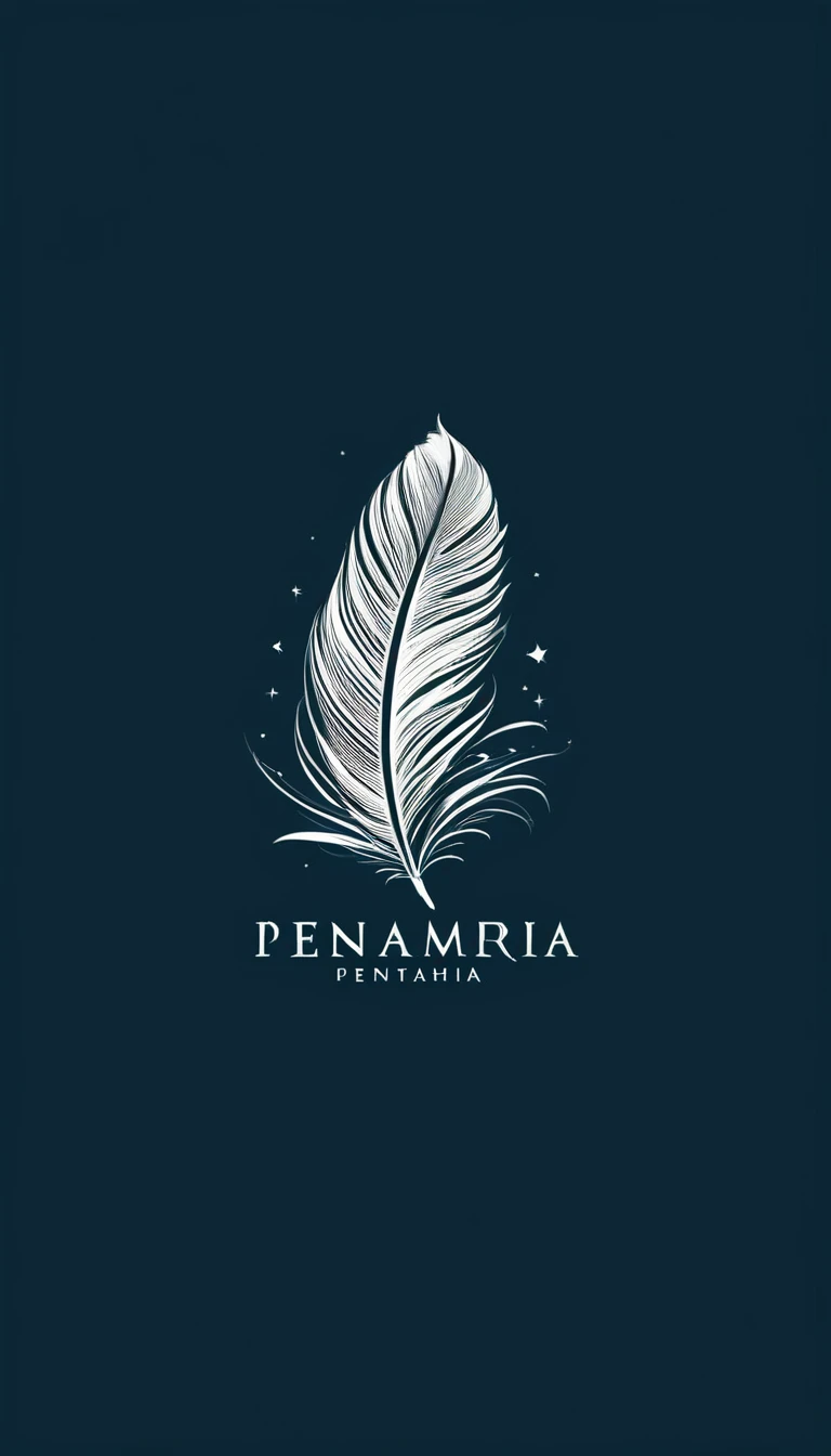 Create a minimal, modern, simple, inspirational, memorable, dream like logo design of a boy and a feather for the brand “Penamemoria". 