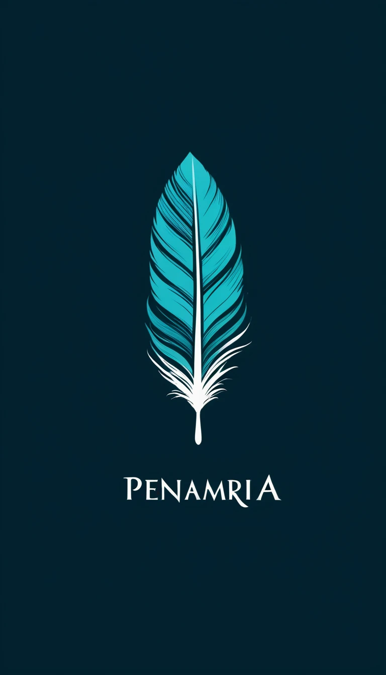 Create a minimal, modern, simple, inspirational, memorable, dream like logo design of a boy and a feather for the brand “Penamemoria".