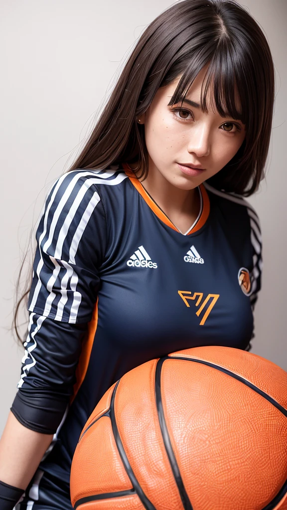 Woman wearing basketball suit