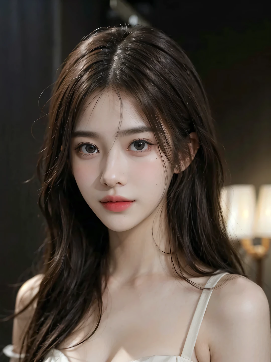 1girl, (looking at viewer:1.2), detail face, (a girl standing, rending on cgsociety, black shadows, streaming, club backdrop), romanticism, atmospheric, (RAW photo, best quality), (realistic, photo-realistic:1.3), masterpiece, an extremely delicate and beautiful, extremely detailed, D cup,Pink tulle deep V1.5,Exquisite eye details,Shy smile 1.5