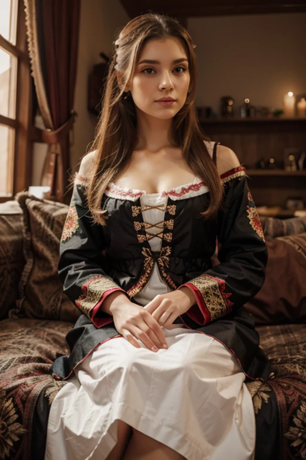 Beautiful female in traditional Russian clothes