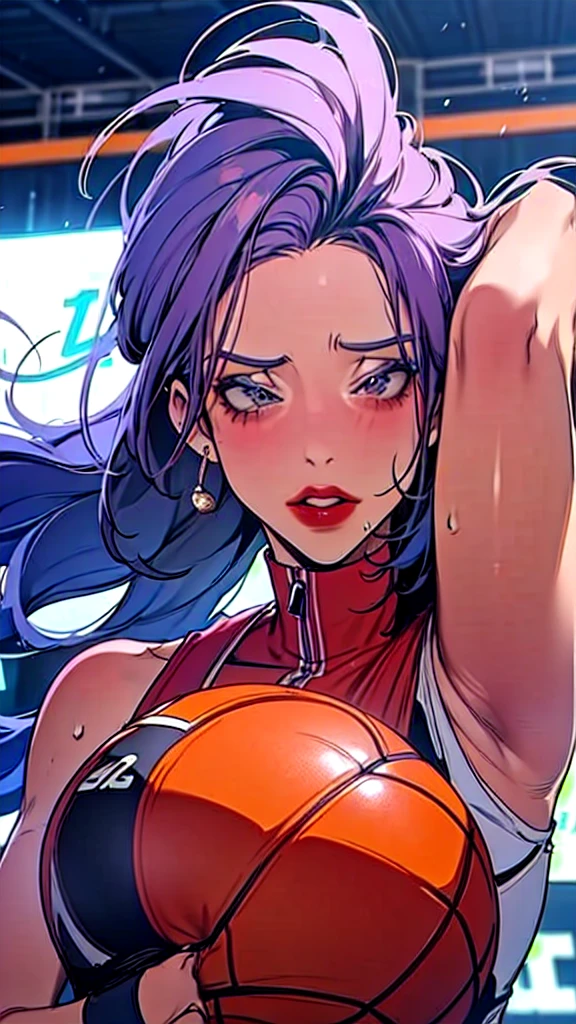 Woman wearing basketball suit