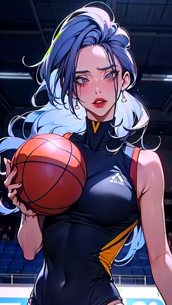 Woman wearing basketball suit