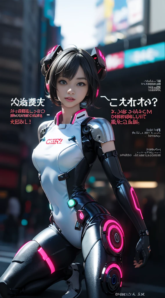 (highest qualityr:1.4 )、mirai, cyberpunked、large buttockss、kneel down、Electronic visor attached to the face of a with emphasis on the buttockiniskirt showing white panties:1.4) ,mirai Red latex body,Cyberpunk mode、pose sexy、(Wear yellow leggings on the lower body、(ciudad Tokio cyberpunkAI colors apocalyptic:1.4), unreal engine:1.4,UHD,La Best Quality:1.4, photorealistic:1.4, skin texture:1.4, Masterpiece:1.8,first work, Best Quality,(beautiful blue eyes:1.4 ),( neon pink cyborg),(perfect anatomy:1.2),(convex camel toes), (ciborg mirai bodysuit white:1.4), (seaArt 2.1) ,(Realistic )