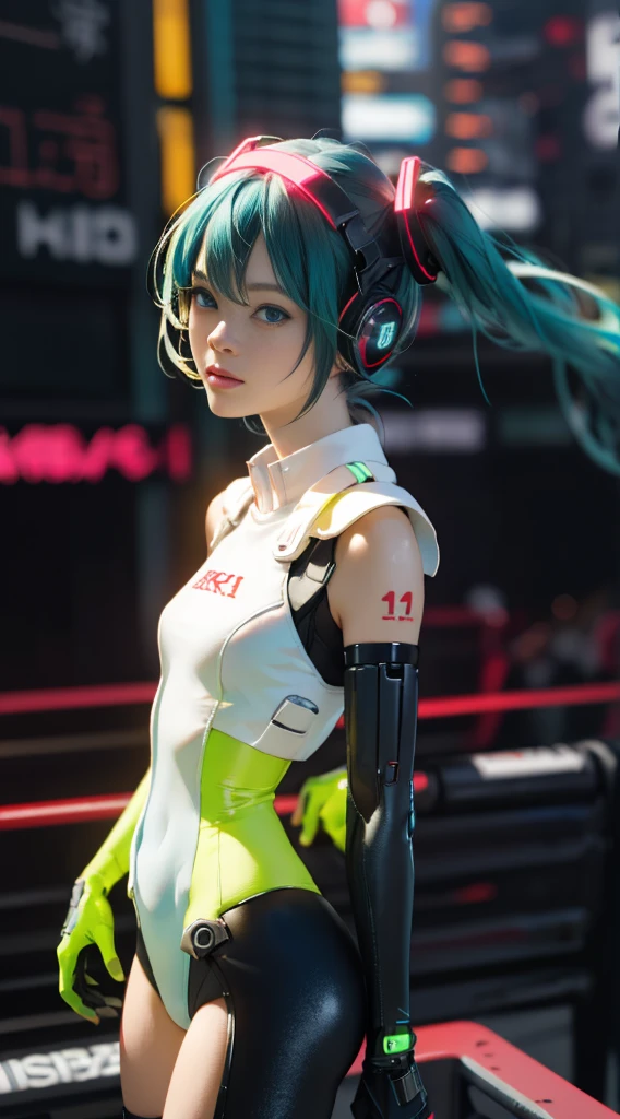 (highest qualityr:1.4 )、mirai, cyberpunked、large buttockss、kneel down、Electronic visor attached to the face of a 12-year-old girl with emphasis on the buttockiniskirt showing white panties:1.4) ,mirai Red latex body,Cyberpunk mode、pose sexy、(Wear yellow leggings on the lower body、(ciudad Tokio cyberpunkAI colors apocalyptic:1.4), unreal engine:1.4,UHD,La Best Quality:1.4, photorealistic:1.4, skin texture:1.4, Masterpiece:1.8,first work, Best Quality,(beautiful blue eyes:1.4 ),( neon pink cyborg),(perfect anatomy:1.2),(convex camel toes), (ciborg mirai bodysuit white:1.4), (seaArt 2.1) ,(Realistic )