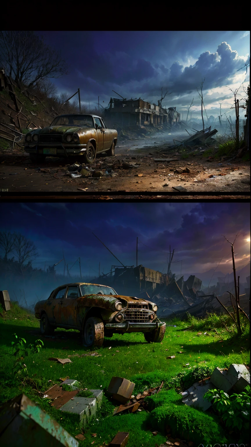 (Best Quality,4k,8k,high resolution, Masterpiece:1.2),ultra detailed, sharp focus,(realist,photorealist,photo-realist:1.37),extremely fine details, intricate details,vivid colors,intense colours,Deep contrast,cinematic depth of field,cinematographic composition,cinematic camera angle ,a giant rusted abandoned robot, debris, overgrown weeds, vines crawling on the robot from neglect, desolate, (best quality,4k,8k,highres,masterpiece:1.2),ultra-detailed,(Realistic,photoRealistic,photo-Realistic:1.37),highly detailed, cinematic lighting, moody atmosphere, dramatic shadows, muted color palette, grungy, dystopian, post-apocalyptic, intricate robot design, moss and lichen, crumbling infrastructure, sense of abandonment and decay