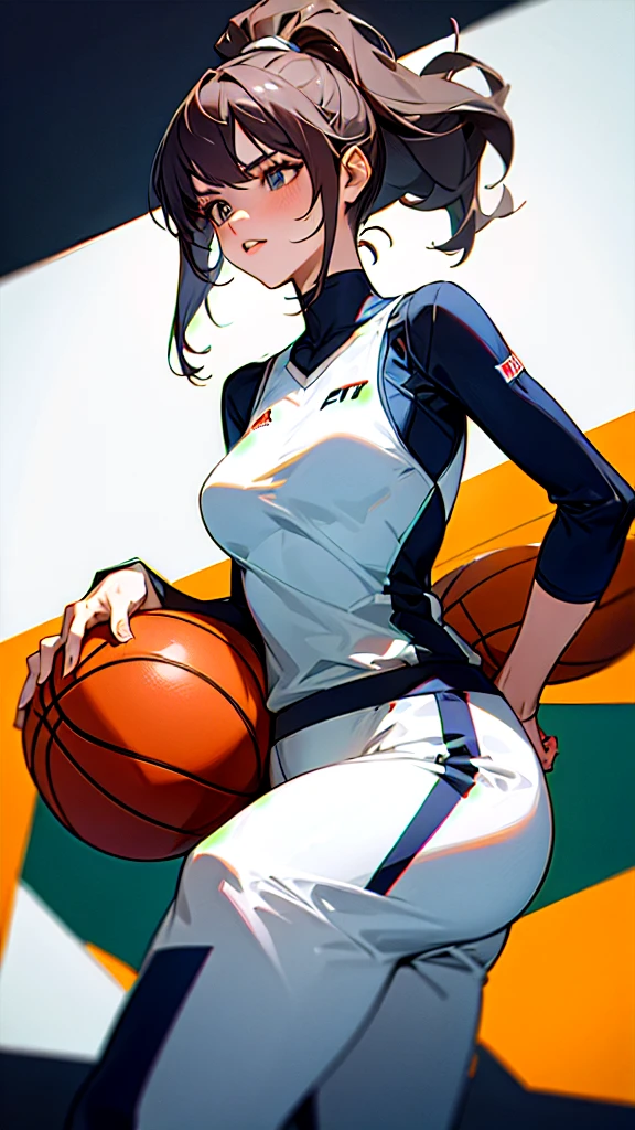 Woman wearing basketball suit