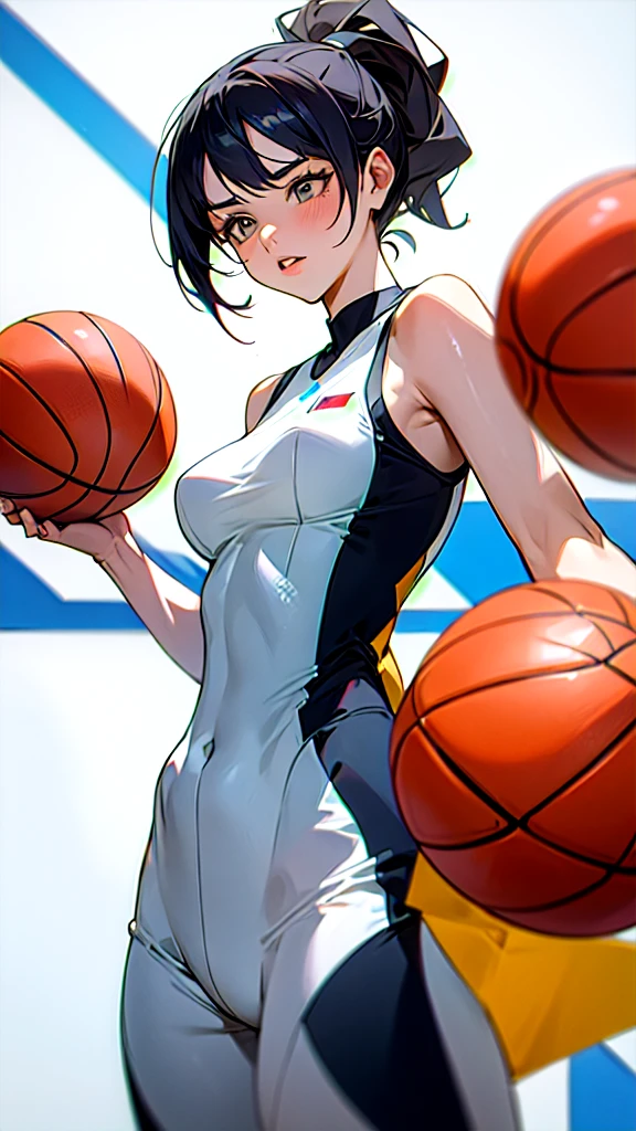 Woman wearing basketball suit